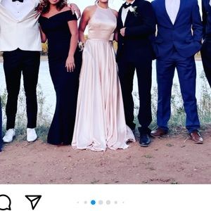 Silk champagne prom dress